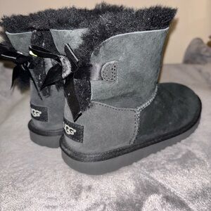 UGG Charcoal Suede Boots with Black Fur